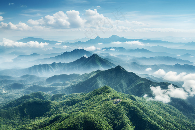 山林浓雾山脉