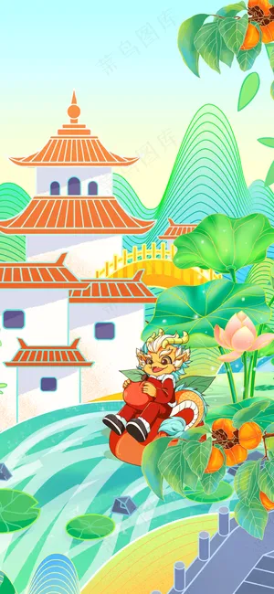 山水海报新年海报背景