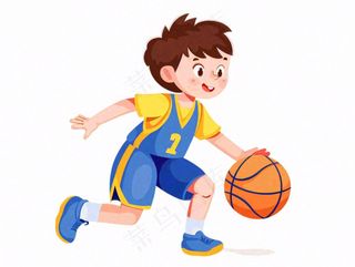 打篮球男孩运动员卡通插画免抠