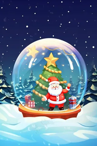 圣诞快乐水晶球雪人可爱温馨背景