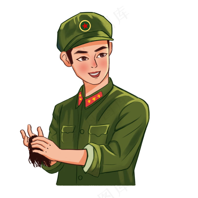 军绿色雷锋人物免扣元素 (4)