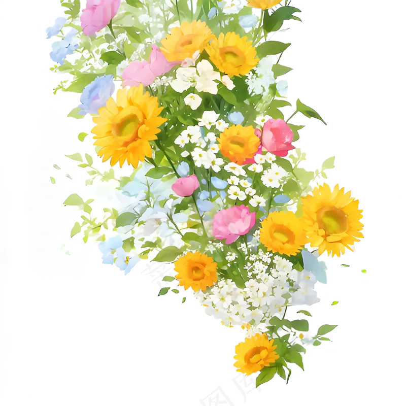 黄色 唯美 手绘 免抠 PNG 花 植物 素材16