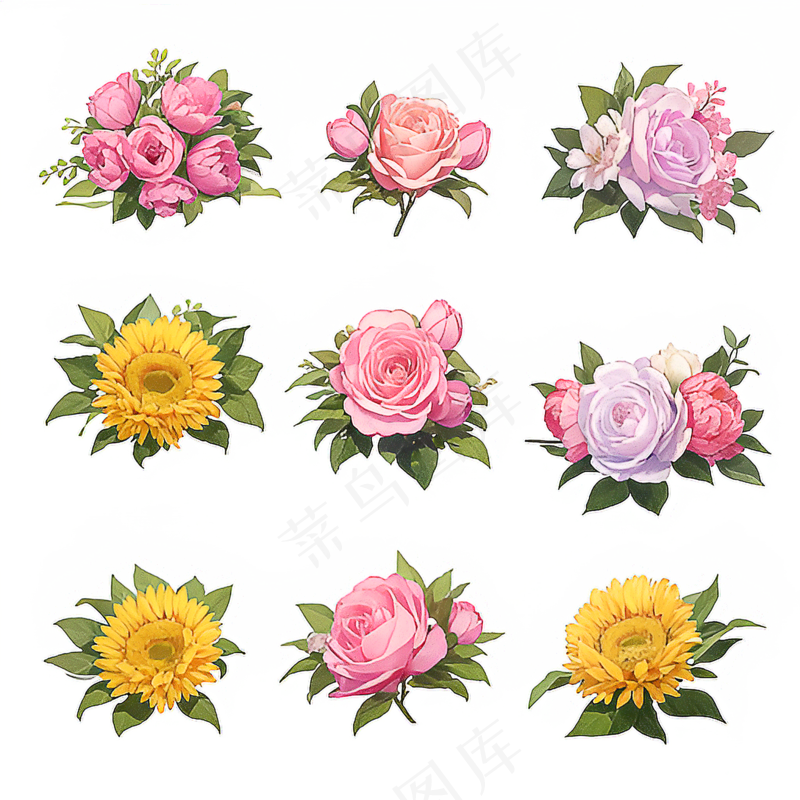 红色黄色粉色玫瑰花免抠素材97