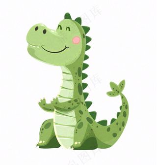 绿色鳄鱼可爱动物卡通插画免抠
