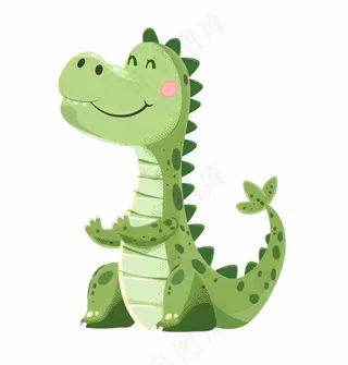 绿色鳄鱼可爱动物卡通插画免抠