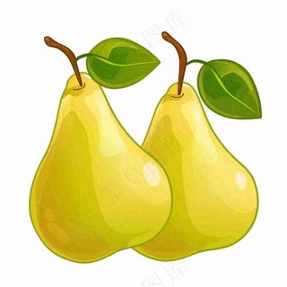 梨啤梨水果卡通插画免抠