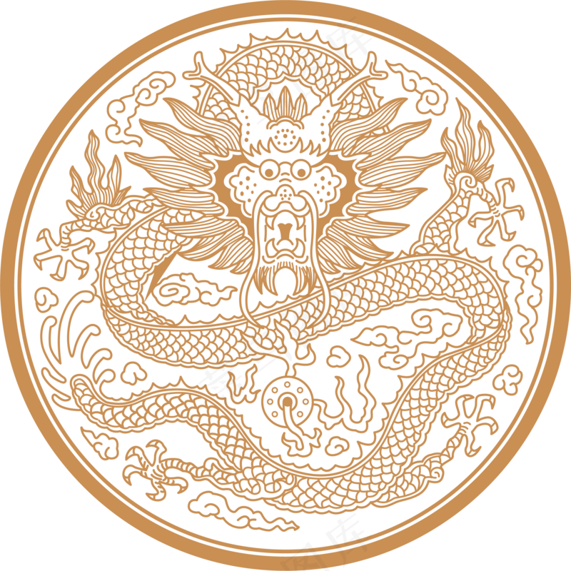 中国风金色龙元素古风水墨龙png免抠透明素材装饰图片PS素材
