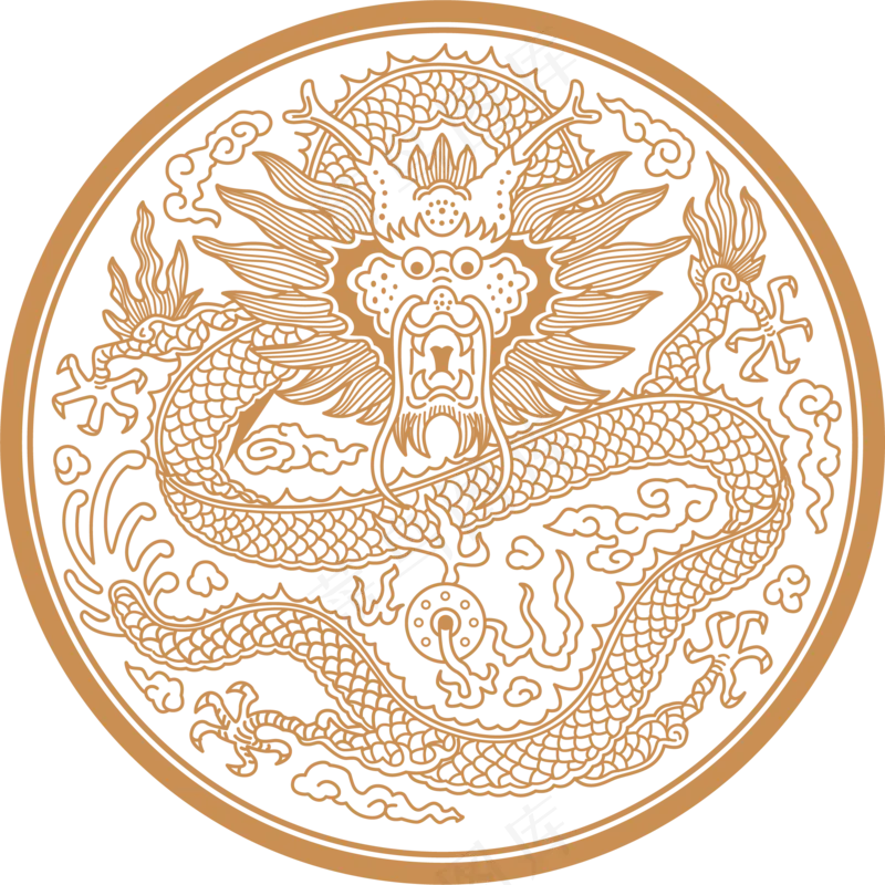 中国风金色龙元素古风水墨龙png免抠透明素材装饰图片PS素材