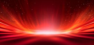 红色喜庆线条曲线科技风粒子流光特效红色展板背景