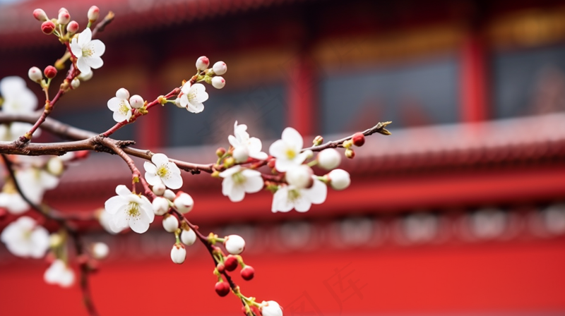 春天盛开的梨花李子花春分摄影图(4368x2448)