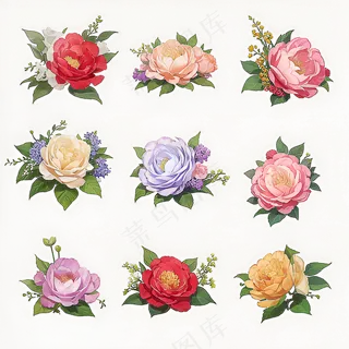 红色黄色粉色玫瑰花免抠素材134