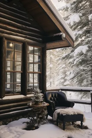 冬季简约雪景雪屋背景