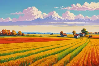 秋季丰收水稻田图片