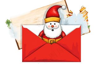 圣诞红色信封圣诞老人卡通插画免抠