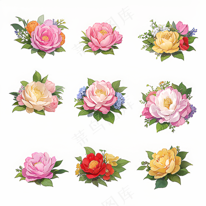 红色黄色粉色玫瑰花免抠素材149