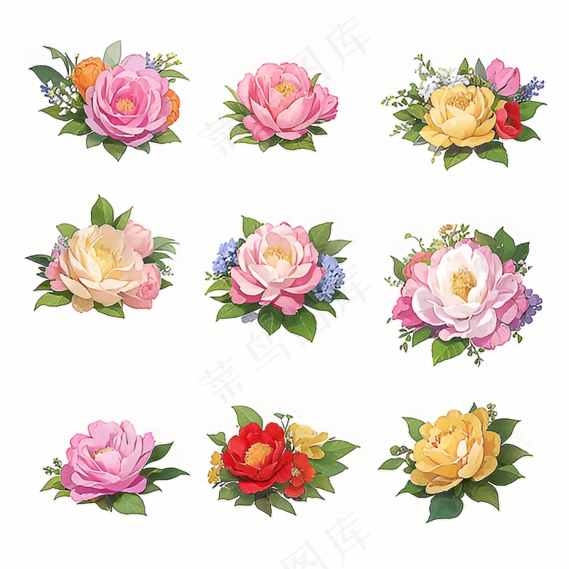红色黄色粉色玫瑰花免抠素材149