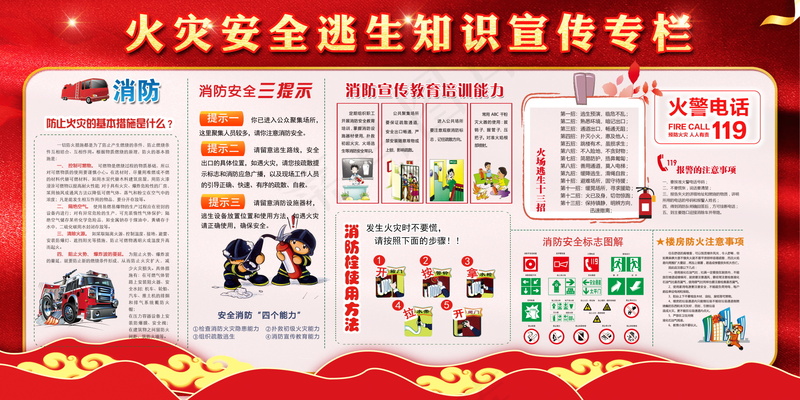 消防安全宣传展板psd模版下载