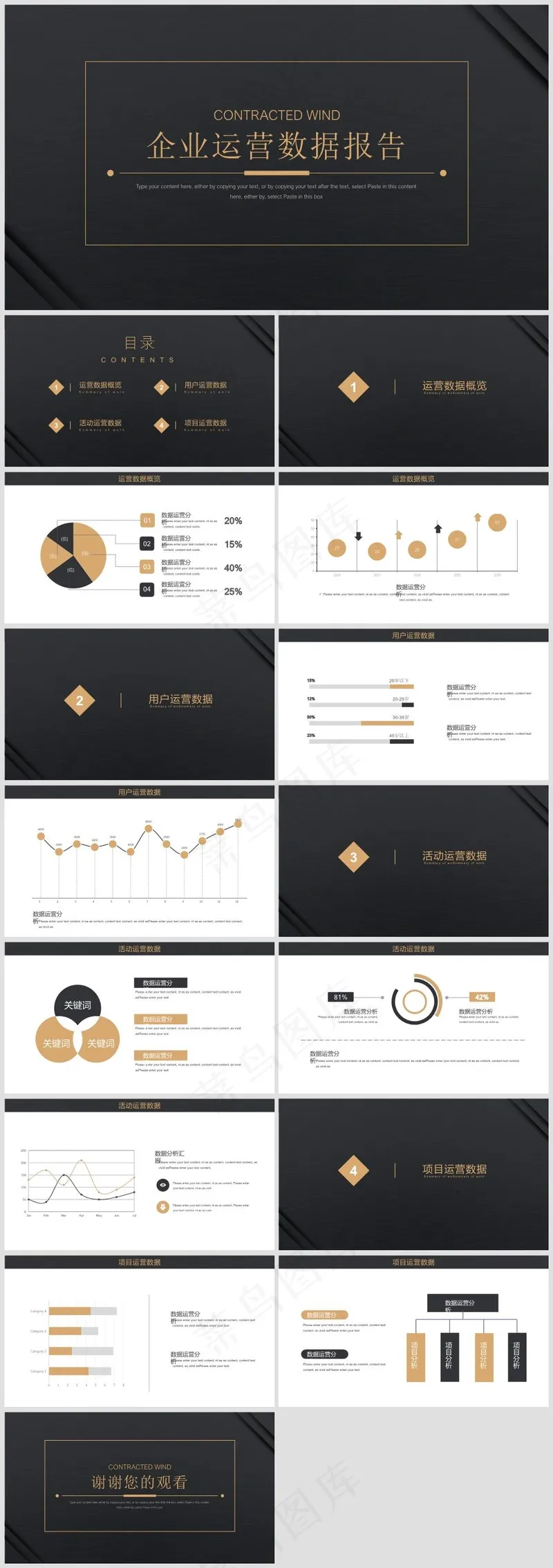 PPT模板丨黑金、藏蓝色系丨工作总结丨述职报告018
