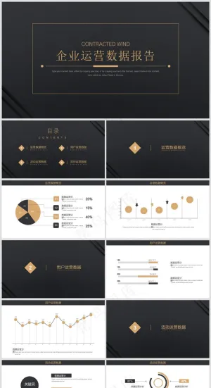 PPT模板丨黑金、藏蓝色系丨工作总结丨述职报告018预览图