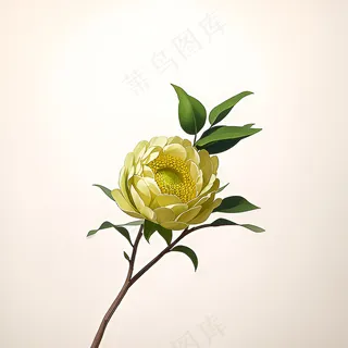 白色黄色手绘新中式风格花植物115 白色黄色手绘新中式风格花植物115