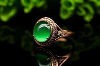祖母绿宝石戒指墨绿复古戒指摄影图