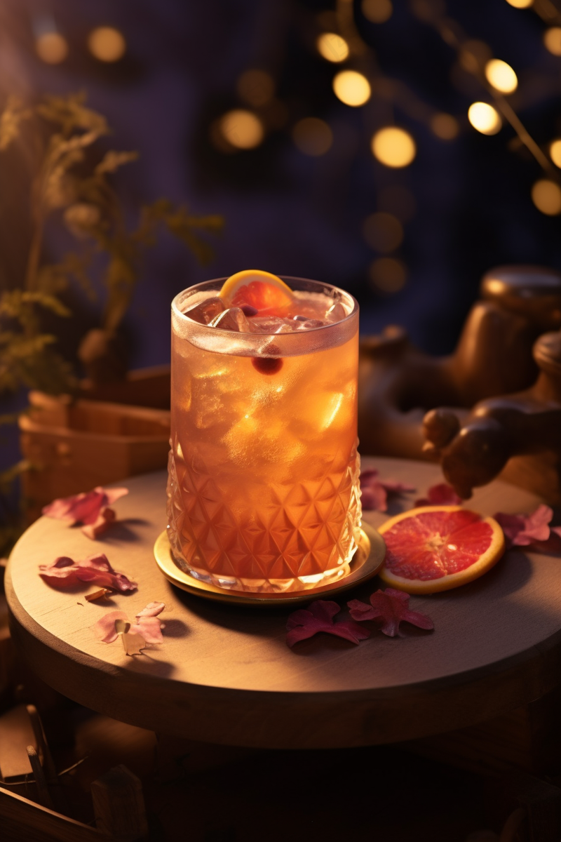 鸡尾酒调制气泡果酒冰块饮料摄影图