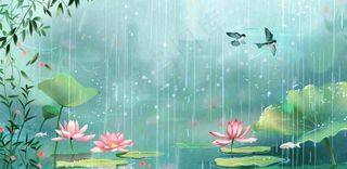 春天梅雨时节春暖花开燕子雨水谷雨惊蛰插画背景
