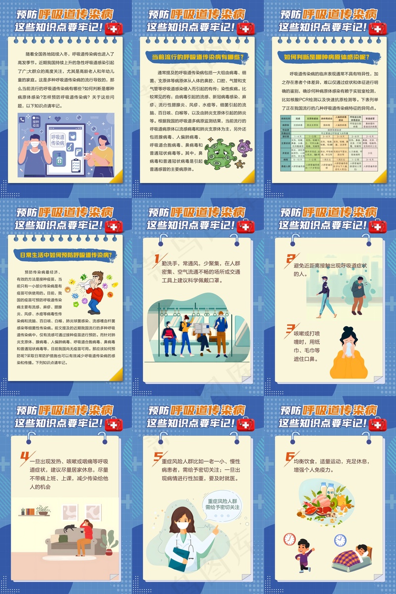 预防呼吸道传染病的知识点海报cdr矢量模版下载