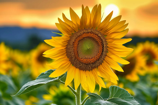 向日葵向阳生长鲜花摄影图