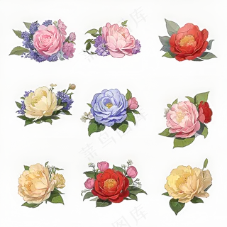 红色黄色粉色玫瑰花免抠素材129