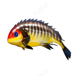 黄色卡通手绘鱼免抠素材12