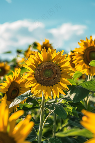 向日葵向阳鲜花摄影图