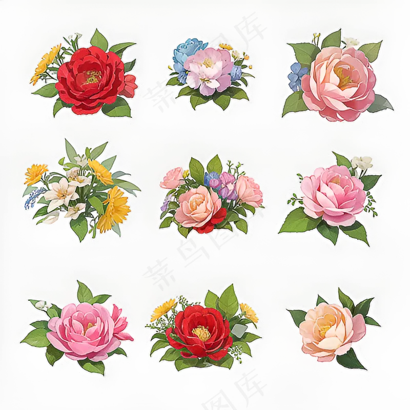 红色黄色粉色玫瑰花免抠素材14