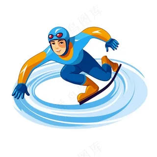 滑冰溜冰国家竞技运动卡通插画免抠