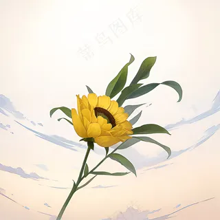 白色黄色手绘新中式风格花植物106 白色黄色手绘新中式风格花植物106