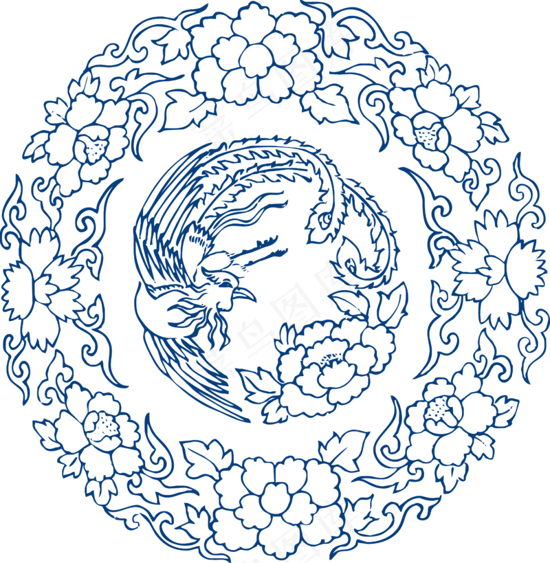 古代青花瓷图案花纹中国风图案祥云纹理传统图腾矢量AI设计免扣素材