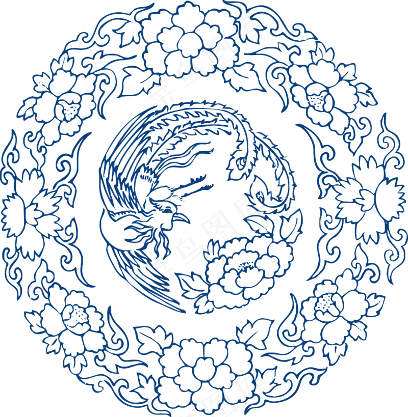 古代青花瓷图案花纹中国风图案祥云纹理传统图腾矢量AI设计免扣素材