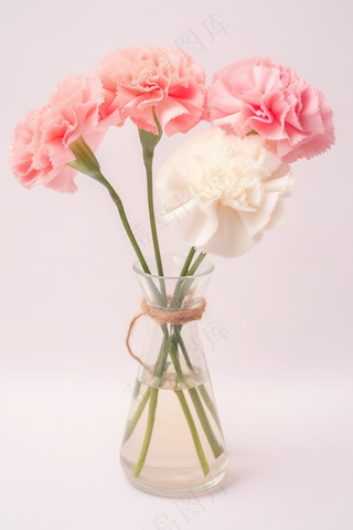 康乃馨插花花瓶摄影图