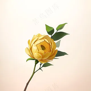 白色黄色手绘新中式风格花植物206 白色黄色手绘新中式风格花植物206