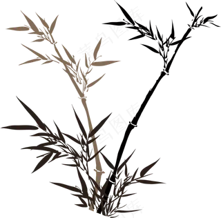 中国风水墨竹子图片古风竹叶竹林水彩手绘插画PNG免扣设计
