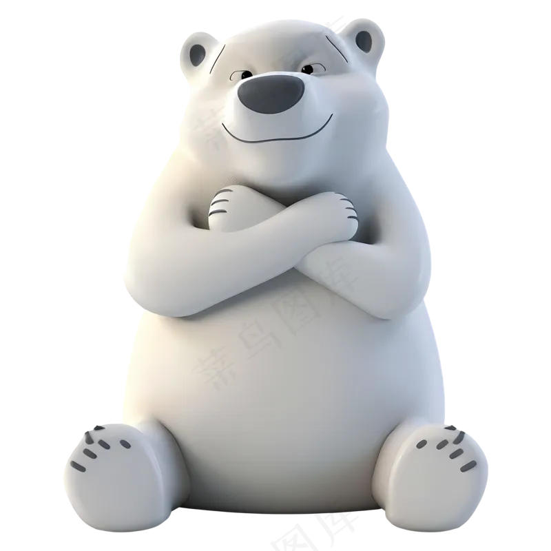 免抠坐着的北极熊