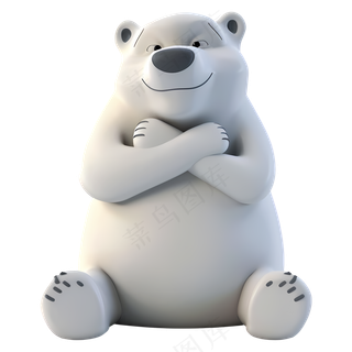 免抠坐着的北极熊