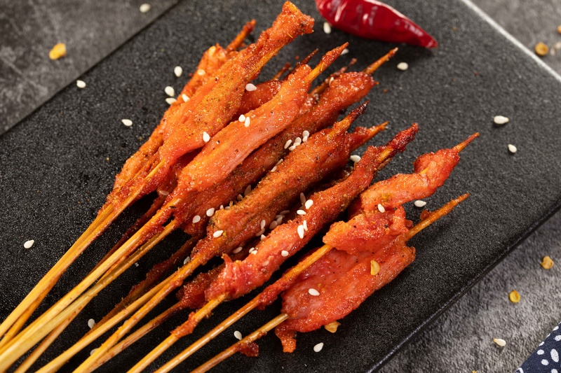 竹签烤肉烧烤美食素材