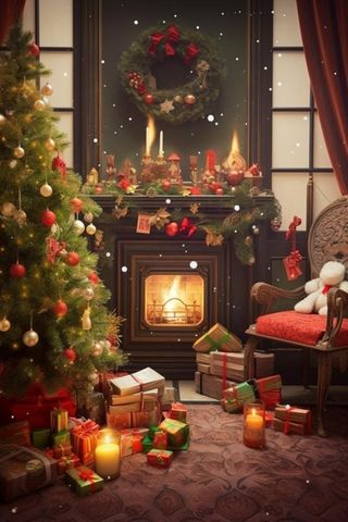 室内圣诞树装饰背景