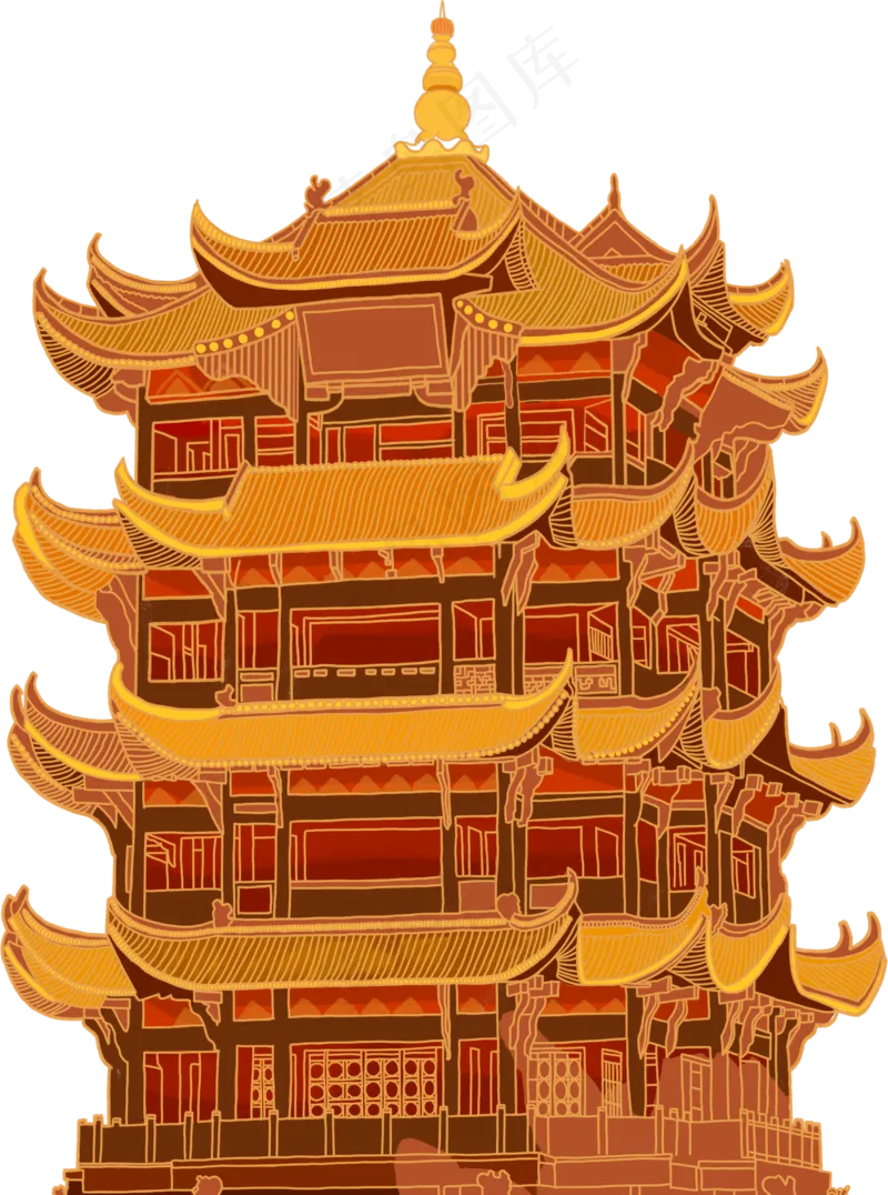 国风鼓楼宝塔素材10psd模版下载