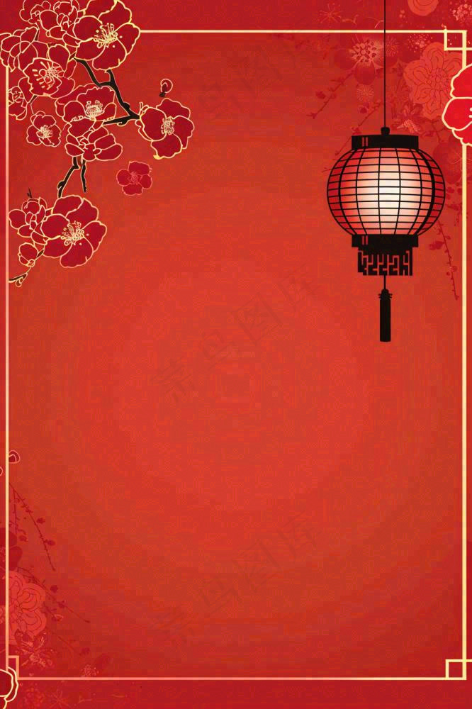 新年灯笼梅花红色新春喜庆节日背景(896x1344)