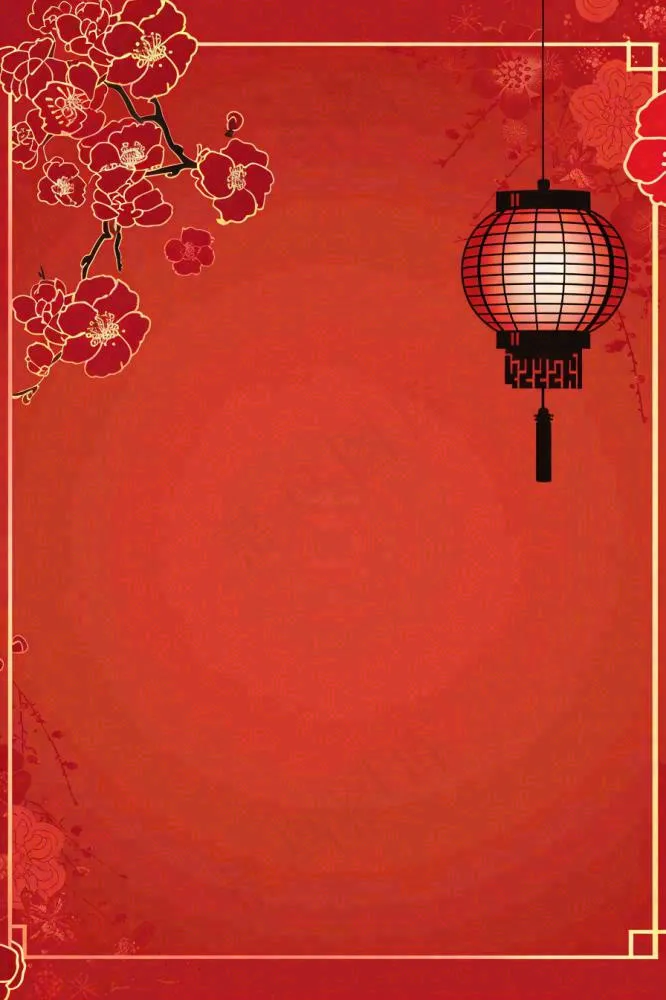 新年灯笼梅花红色新春喜庆节日背景(896x1344)