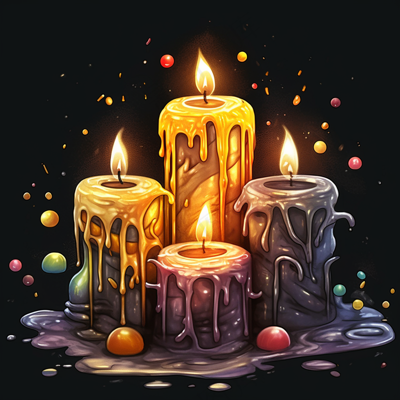 黑暗中的蜡烛灯火光明卡通插画插图背景(3072x3072)