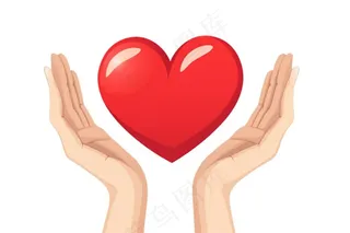 手捧爱心卡通插画免抠