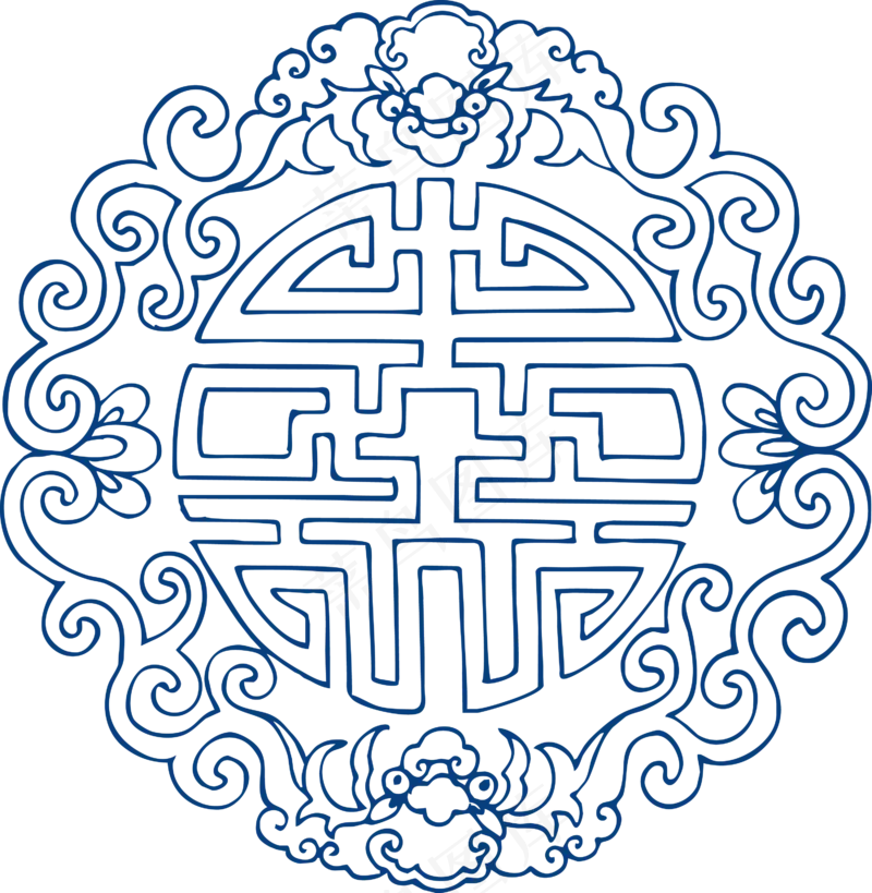 古代青花瓷图案花纹中国风图案祥云纹理传统图腾矢量AI设计免扣素材